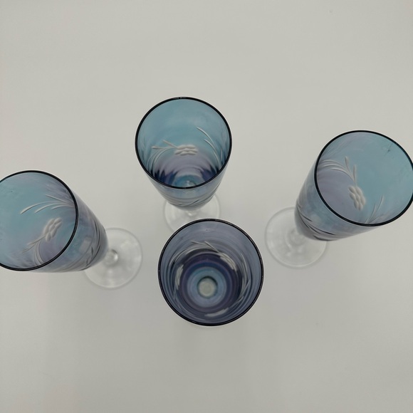 Elegant vintage blue/purple Hue Champagne glasses [set of 4], 8” - Picture 4 of 11
